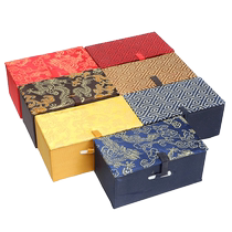 Satin dragon pattern brocade box jewelry storage box Wenplay walnut box handlebar necklace jade pendant gift packaging box