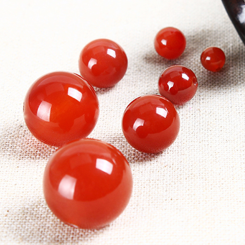 Red Agate beads Loose beads Semi-finished beads Crystal chalcedony beads DIY Buddha beads Hand string jewelry accessories materials