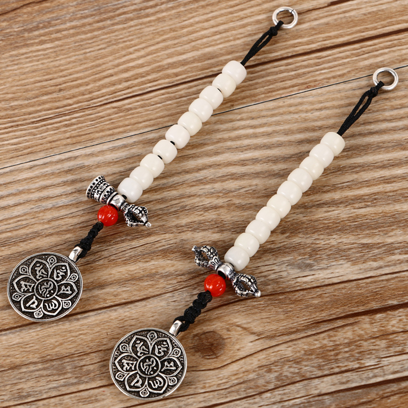 Natural Tibetan White Bodhi root Counter 37 Silver accessories Buddha Beads Counter Star Moon Phoenix Eye Vajra Bell Pestle