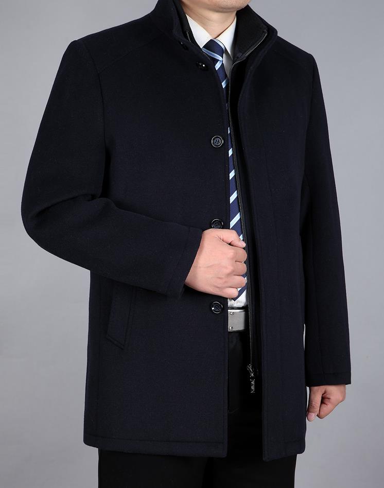 2019 áo khoác len nam mùa đông trung niên len cashmere áo khoác cộng với nhung dày trung niên áo len cha - Áo len áo khoác thể thao