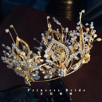 Bridal handmade super fairy crown hair ornaments Crystal sweet round crown headdress Wedding yarn dress Birthday catwalk accessories