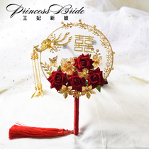 2022 new brides to hand in wedding show and Fan Classical Wind Round Retro Group Fan Chinese Wedding