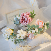 Bridal Senteal Flowers Ring Super Fairy FLOWER FAIRY HEAD FLORAL HAIR CLIP PINK TIE KOREAN STYLE FASHION TEMPERAMENT WEDDING HEADWEAR