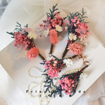 Senteal dry floral headgear Romantic Wedding Bride Hair Accessories Hair Fork Styling Earrings Wedding Beach Writing Real Movie Building Props