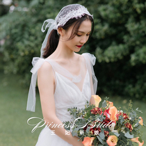 Super Xiansen department photo retro lace hat bridal wedding dress short veil Korean travel photo styling wedding veil