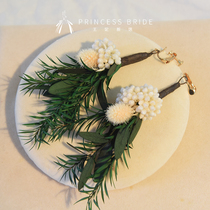 Original Mori bridal Dried Flowers Earrings Headwear Hair hairpin Hairpin Super Fairy Sweet wedding Yongsheng Earwear Wedding Accessories