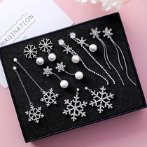 Bridal earrings Korean temperament long female simple pearl diamond stud earrings wild tassel jewelry sterling silver earrings