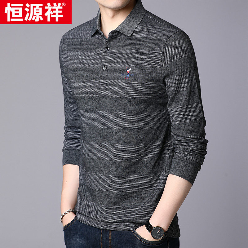 Hengyuan Xiang Long sleeves T-Shirt Men's Spring and Autumn Leisure with leading pure cotton inner lap clothes 2021 New spring casual blouses