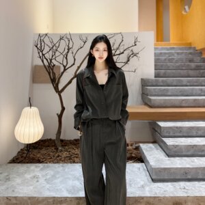 Qishisanxi丨Mulberry Silk·Silk Crepe·Shiny Dry Silk丨Loose Straight Early Autumn Shirt Top 7061
