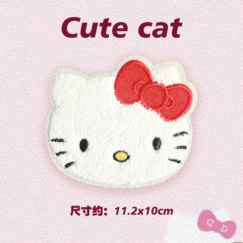 Free Shipping Iron-On Towel Large Size Hello Kitty Kt Cat Cute Women's Clothing Hole Patch Hand-Sewn Embroidery Patch Small Cloth Patch