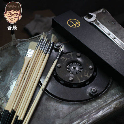 Wuchen wood gouache 11 sets pig mane wolf gouache oil painting Acrylic hook line fishtail fan-shaped pen row brush