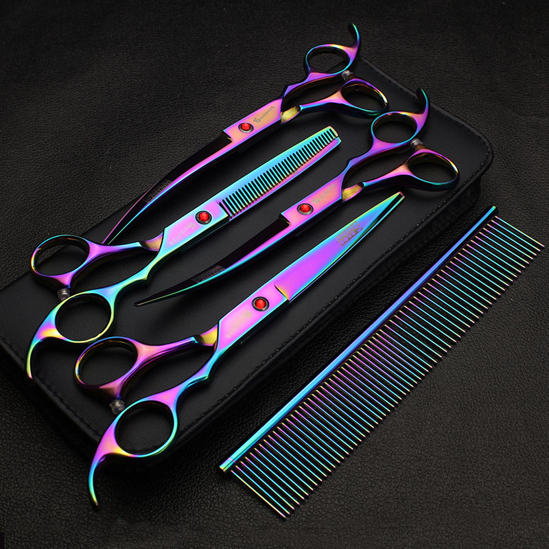 Professional Pet Beautician Scissors Teddy Bend 7 inch Fur Cut Pooch Sheared Scissors Tool Suit