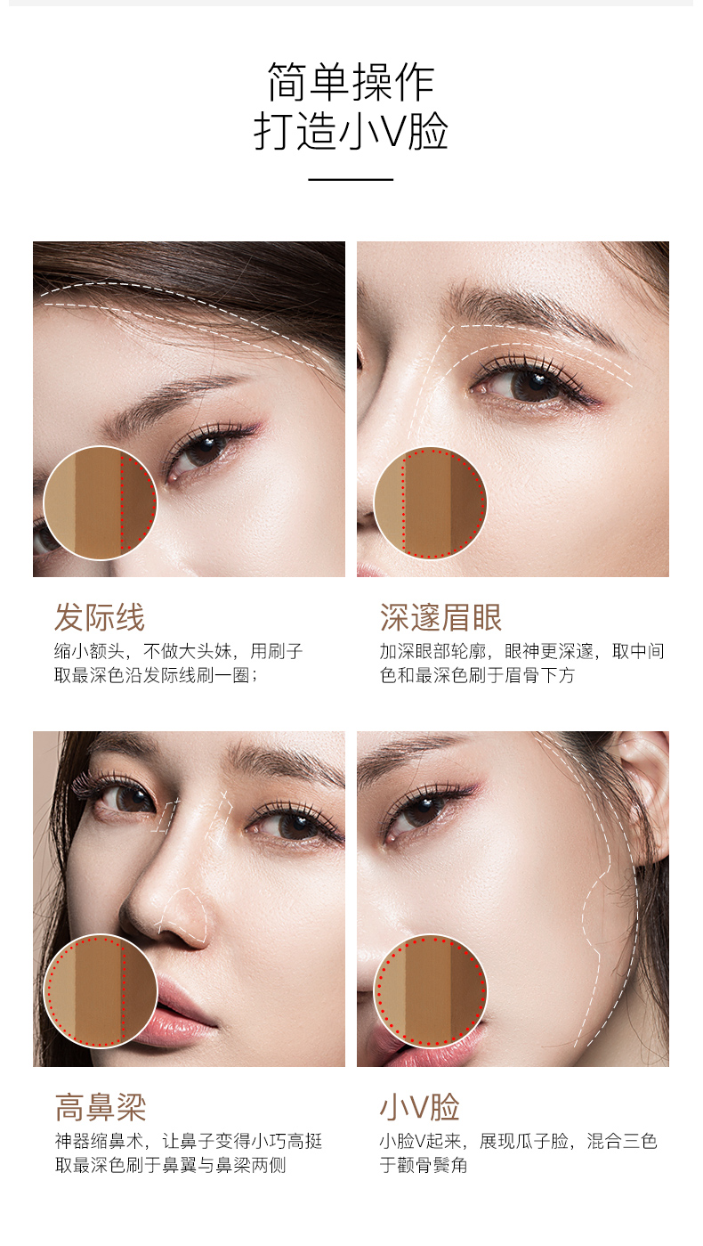 Amy / An Mei ba màu khả năng sửa chữa năng lực sửa chữa bột phấn bóng cao bóng đĩa mũi bóng hình bóng nhỏ v mặt bắt sáng mac