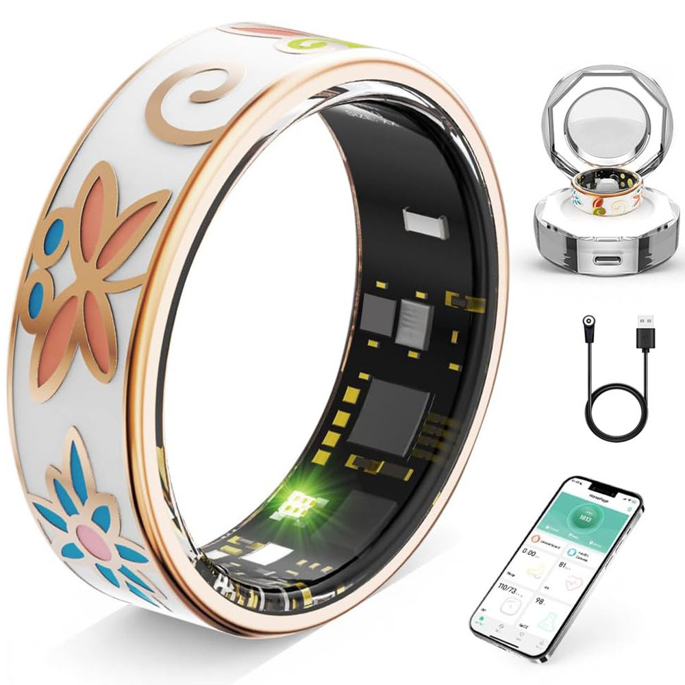 Cross-border R18 smart ring enamel heart rate blood pressure blood oxygen sleep monitoring SmartHealth women's ring