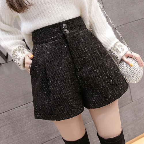 Casual Temperament Shorts Outside of pants Spring paragraph Girl clothing 2022 New high waist a character wide-legged pants workwear pants damp