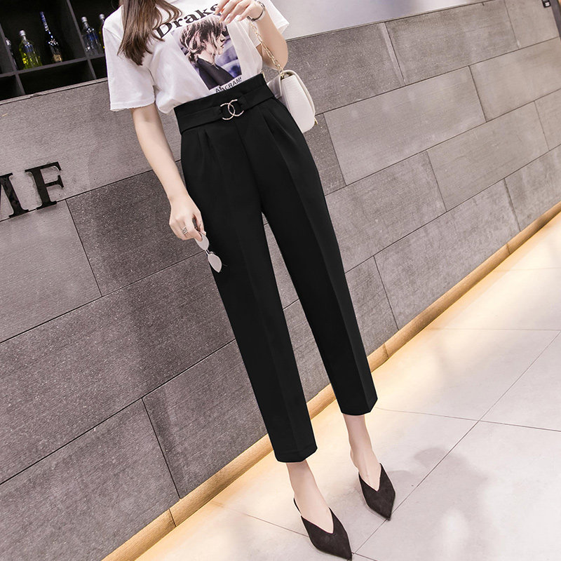 Suit pants straight loose casual pants pants spring 2022 new women's high waist slim black overalls tide