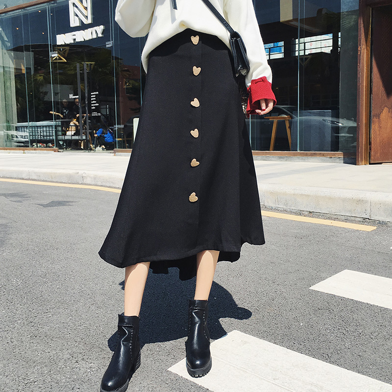 a - word skirt half - body skirt middle - long Umbrella skirt in 2022 new high - waist long skirt one - step skirt