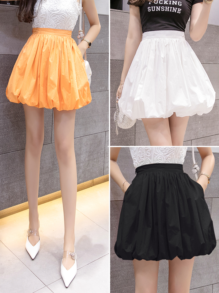 Short skirt a-line skirt white skirt women's spring dress 2022 new high waist slim fluffy pleated skirt umbrella skirt tide