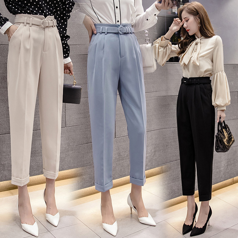 Suit pants straight loose pants spring wear 2022 new women's high waist slim casual pants overalls Harren pants