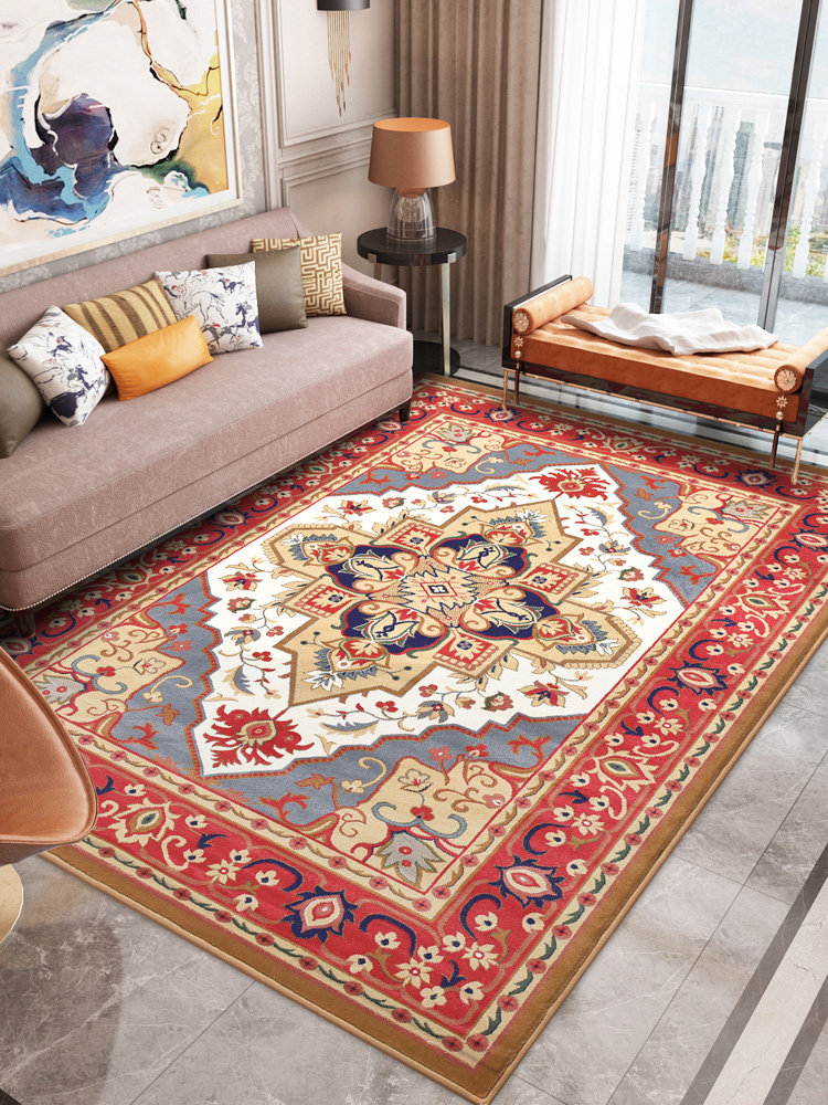 Tibetan Xinjiang retro ethnic style red carpet American living room coffee table blanket Bedroom bed blanket All shop light luxury plus purchase