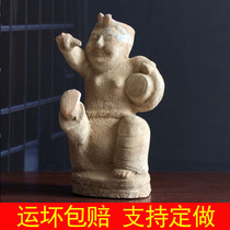 Han Dynasty figurines rap figurines Han Dynasty pottery figurines classical Chinese soft decoration painted pottery antique collections drum figurines
