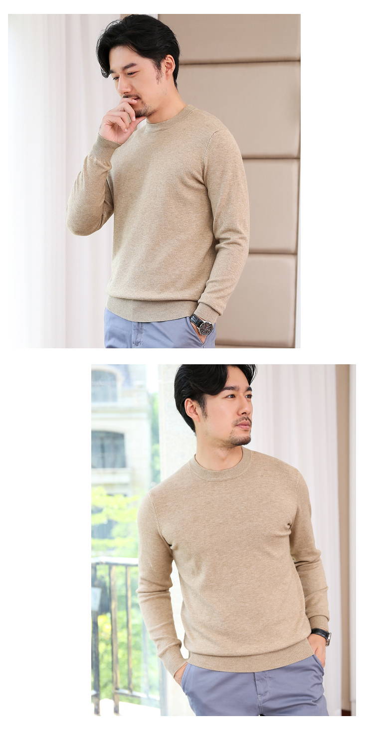 2018 mùa thu và mùa đông dày cổ áo len nam trung niên kinh doanh bình thường bộ áo len cashmere màu rắn bomber nam