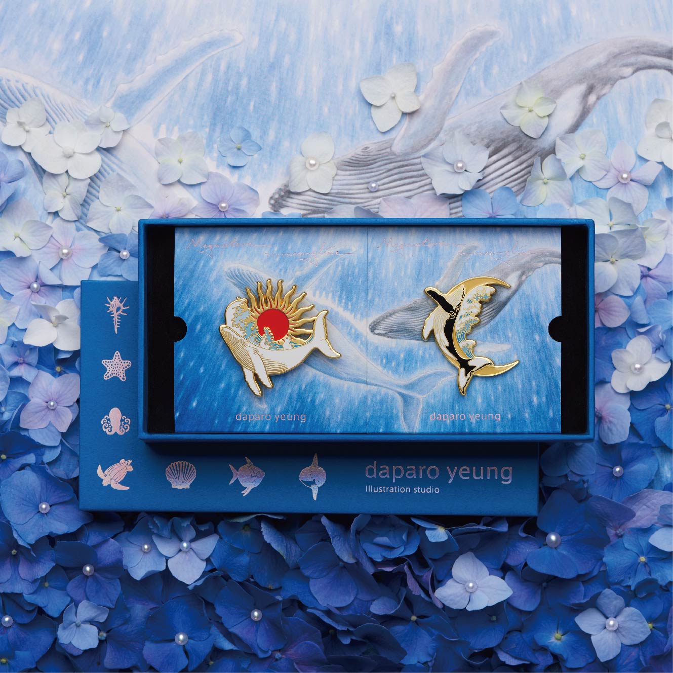 daparo big-winged whale Humpback whale original design creative brooch female badge luminous Qixi couple gift jewelry