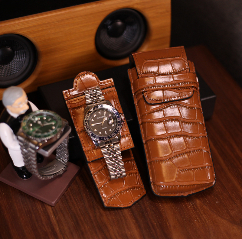 Genuine Leather Travel Watch Case, High-End Watch Storage Box, Single Portable Watch Bag for Men and Women, Portable Watch Protection Bag Genuine Leather Travel Watch Case, High-End Watch Storage Box, Single Portable Watch Bag for Men and Women, Portable Watch Protection Bag