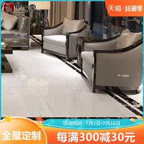 A Yitang jazz white porcelain brick full cast glazed floor tiles Living room bedroom imitation marble black and white non-slip floor tiles