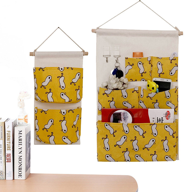 Cute door rear cloth art waterproof storage bag containing hanging bag wall hanging pocket Dormitory Wall-mounted Debris Bag Headboard Bag