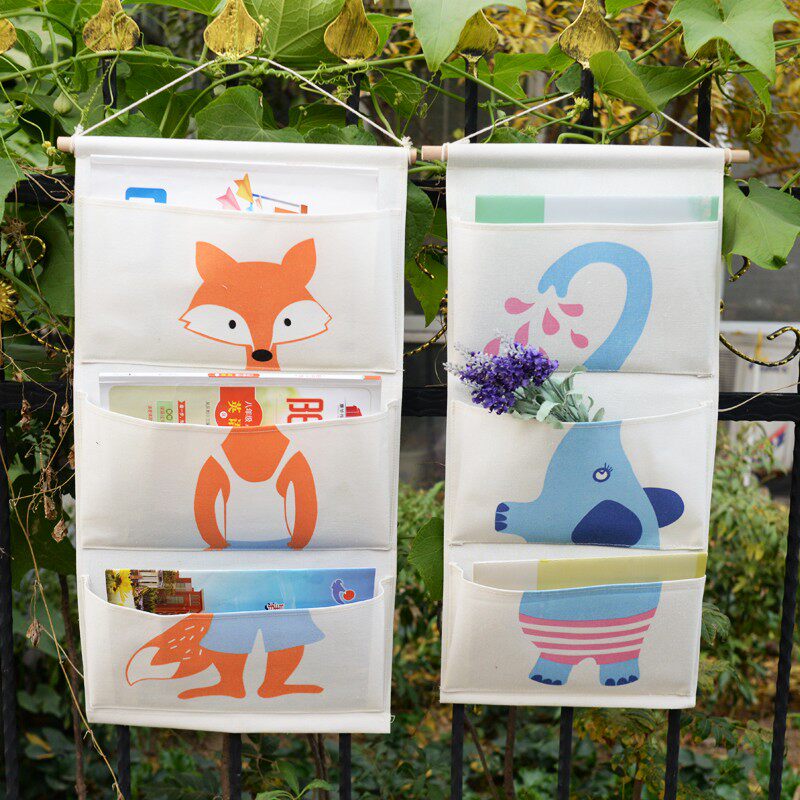 Plotburn Cartoon Hanging Bag Wall Hanging Collection Bag Door Rear Finishing Bag Book Cloth Art Kindergarten Wall Multilayer Book Bag