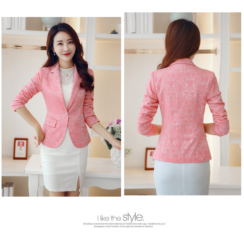 2018 mùa thu mới jacquard nhỏ phù hợp với áo khoác ngắn Phiên bản Hàn Quốc của phụ nữ khí chất tự tu luyện phù hợp với áo khoác dài tay khóa thủy triều đầm dài qua gối cho tuổi trung niên