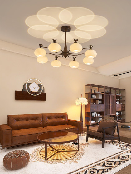 Qingyao Qingyao Chinese-Style Living Room Chandelier, Large Lamp, French Retro Eye-Protection Lamp for Master Bedroom and Dining Room, 2026 New Model
