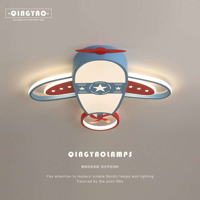 Children's room light 2022 new boy girl creative airplane bedroom chandelia Nordic net red room suction light