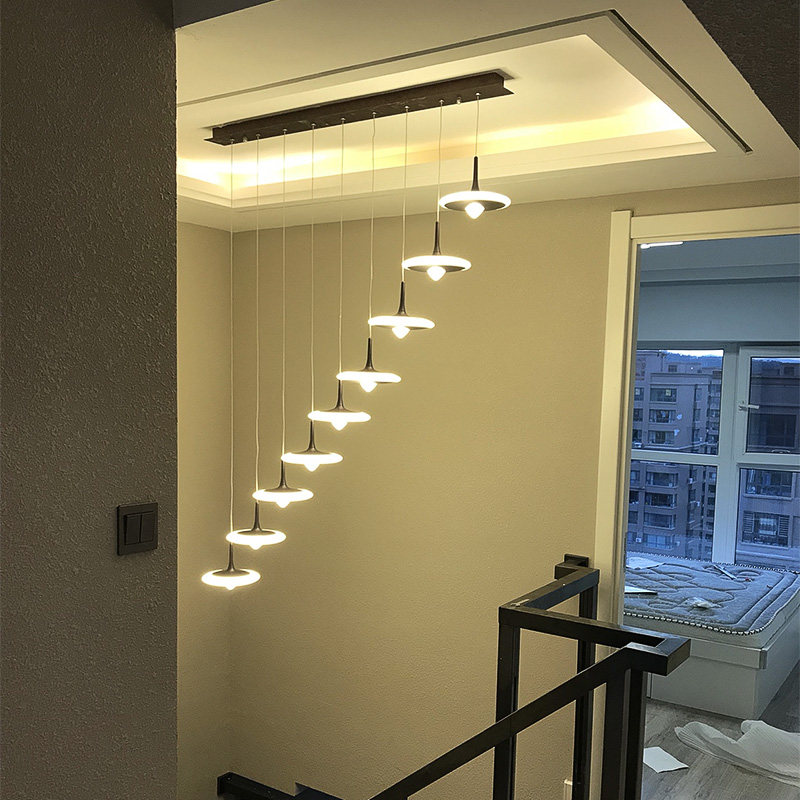 Stairway chandelilamp duplex building villas swivel long lamps modern minimalist atmosphere creative personalities led Nordic chandelights
