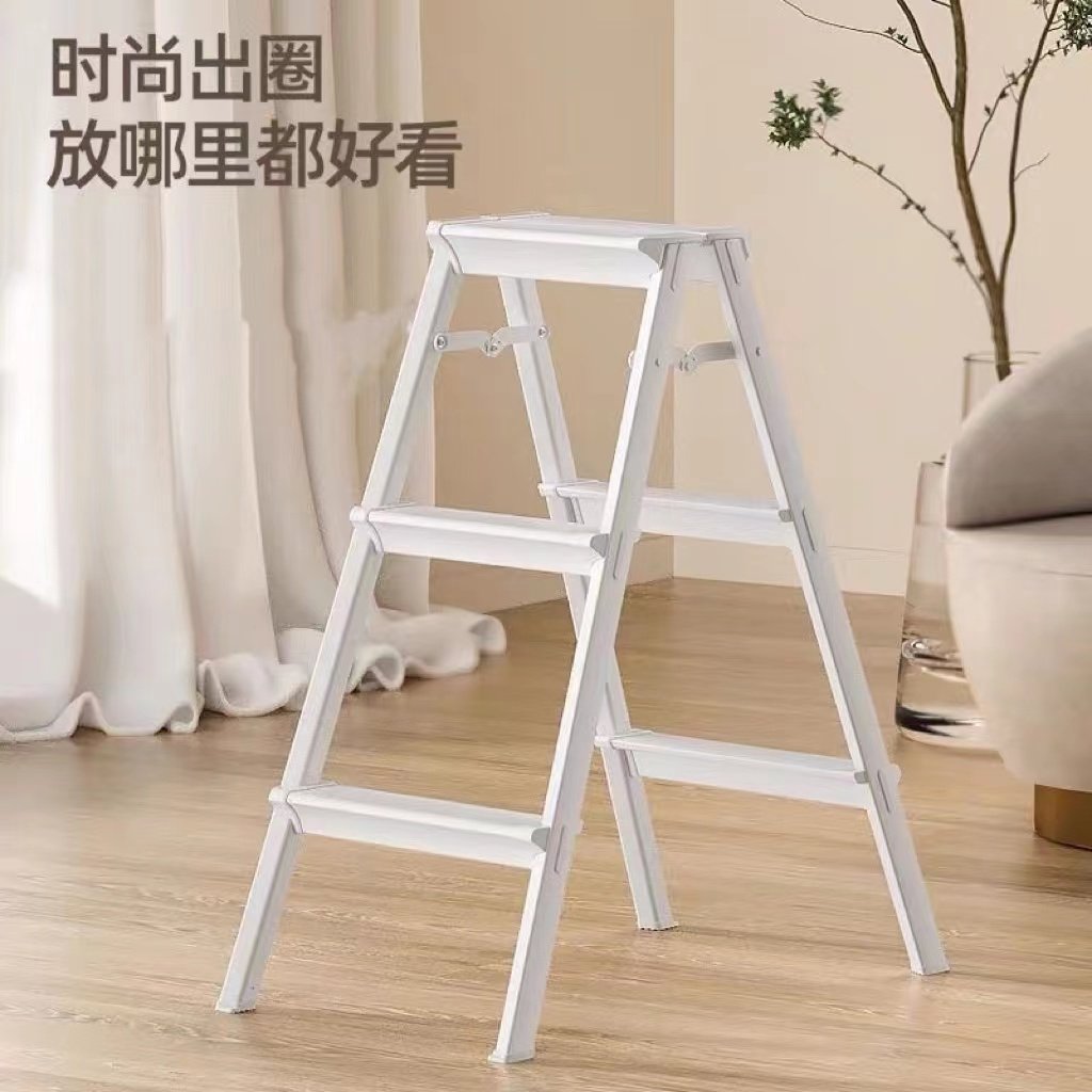 Home ladder Multi-functional folding shelves Flower Racks Stairs Thickened aluminium alloy Herringbone Ladders portable mesh Red