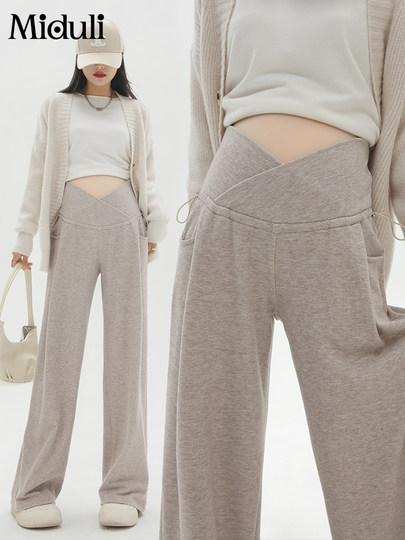 孕妇裤子春秋外穿2025阔腿裤无托腹不勒肚子休闲直筒长裤孕妇秋装