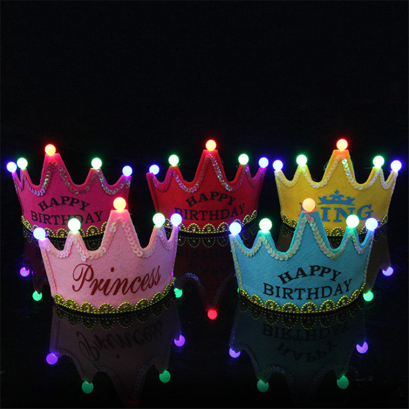 Children party Luminous Birthday Hat age Decorative Princess Cake Led Shine Crown Hat