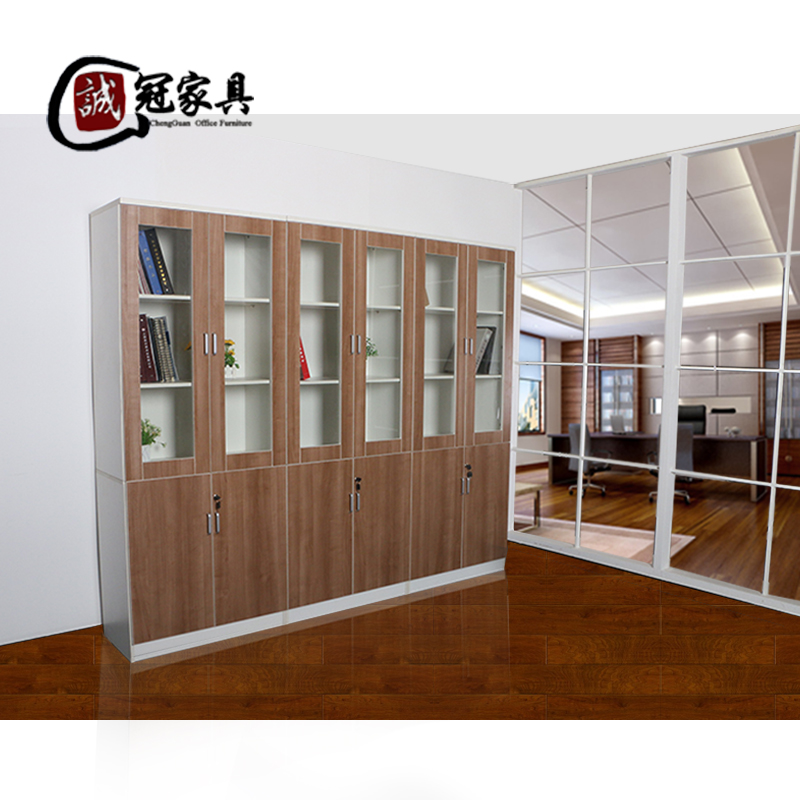 Chengguan Shanghai Office Furniture Solid Wood Wood Filing Cabinet Plate File Cabinet With Lock Glass Door Information Cabinet