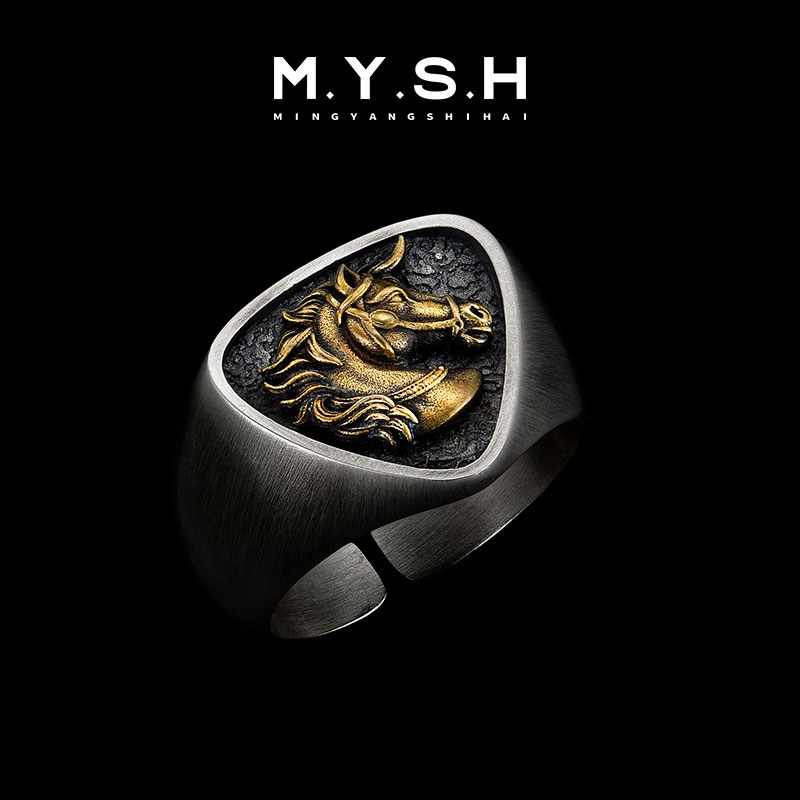 Кольцо мужское MYSH серебро Лошадь (22-24)