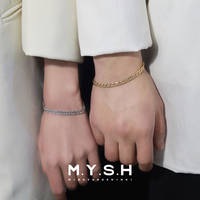 MYSH sterling silver Mobius Cuban bracelet for men, trendy female couple and besties, a pair of custom-engraved Chinese Valentine's Day gifts