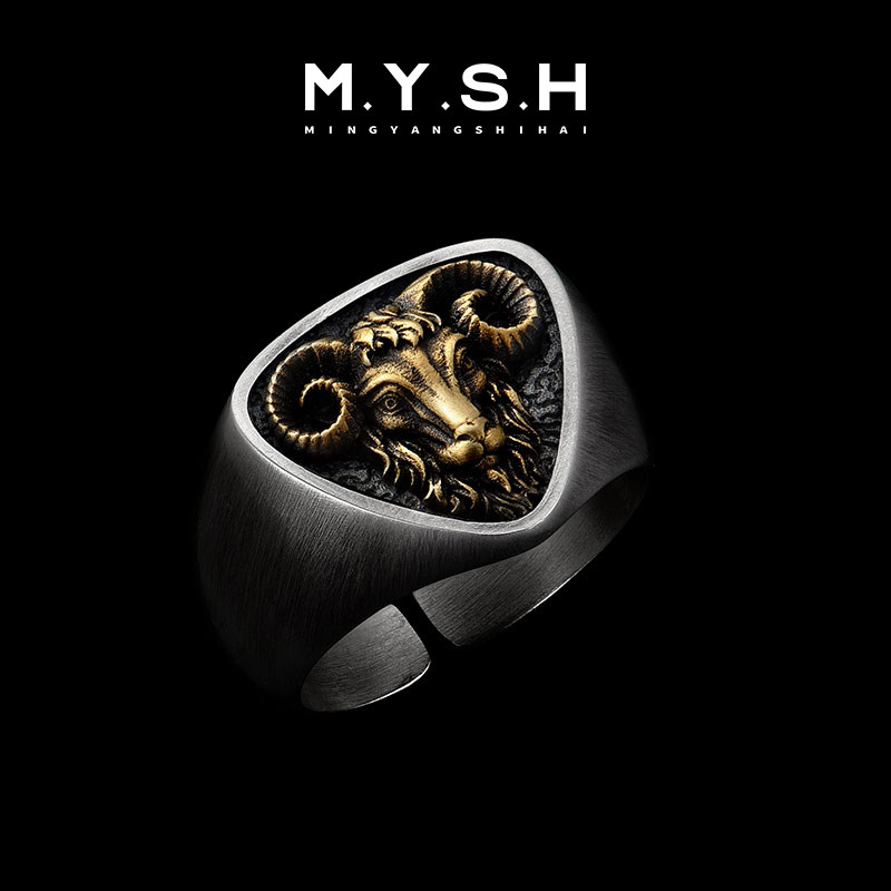 Кольцо мужское MYSH серебро Овца (22-24)