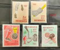 Stamp K020-Nicaragua-Olympic Games-5 pieces-Baseball-Boxing-Football-Running