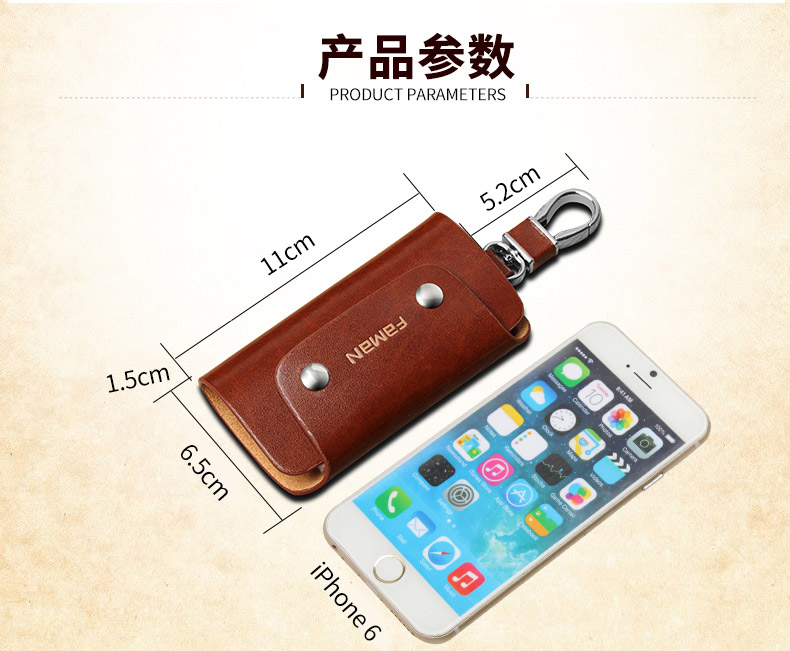Túi xách da công suất lớn Faman thắt lưng nam treo da nữ xe đa năng móc chìa khóa sáng tạo ví đựng chìa khóa nam