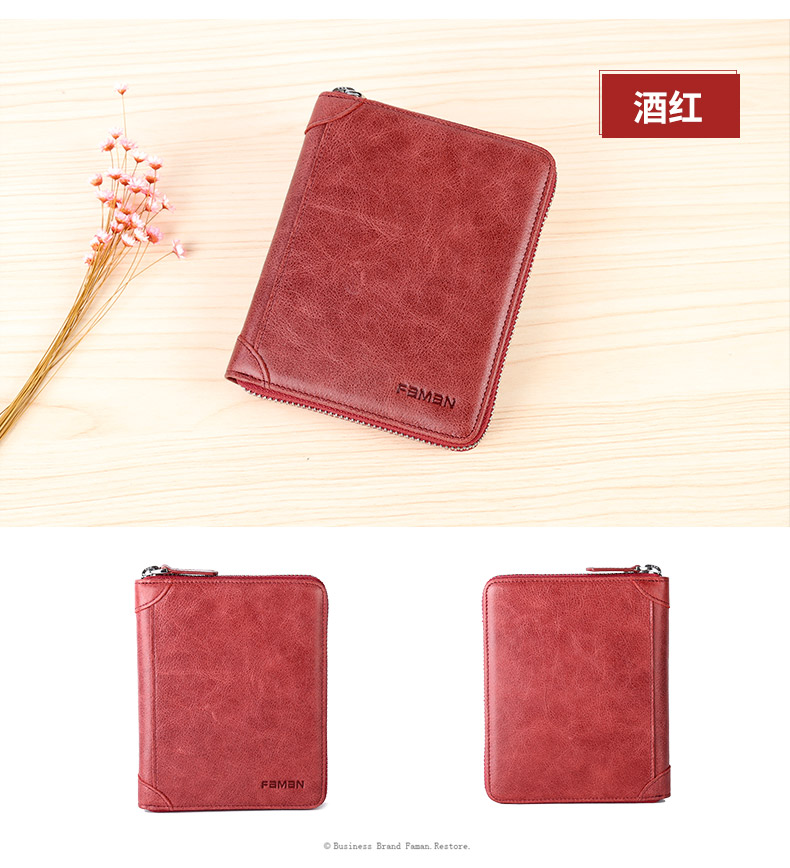 Gói thẻ Faman dành cho nữ nhiều thẻ da dây kéo gói thẻ da dung lượng lớn thẻ kinh doanh Hàn Quốc ví đựng thẻ nữ