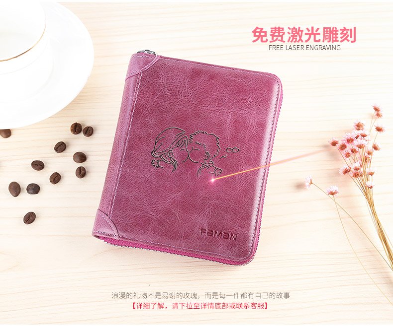Gói thẻ Faman dành cho nữ nhiều thẻ da dây kéo gói thẻ da dung lượng lớn thẻ kinh doanh Hàn Quốc ví đựng thẻ nữ