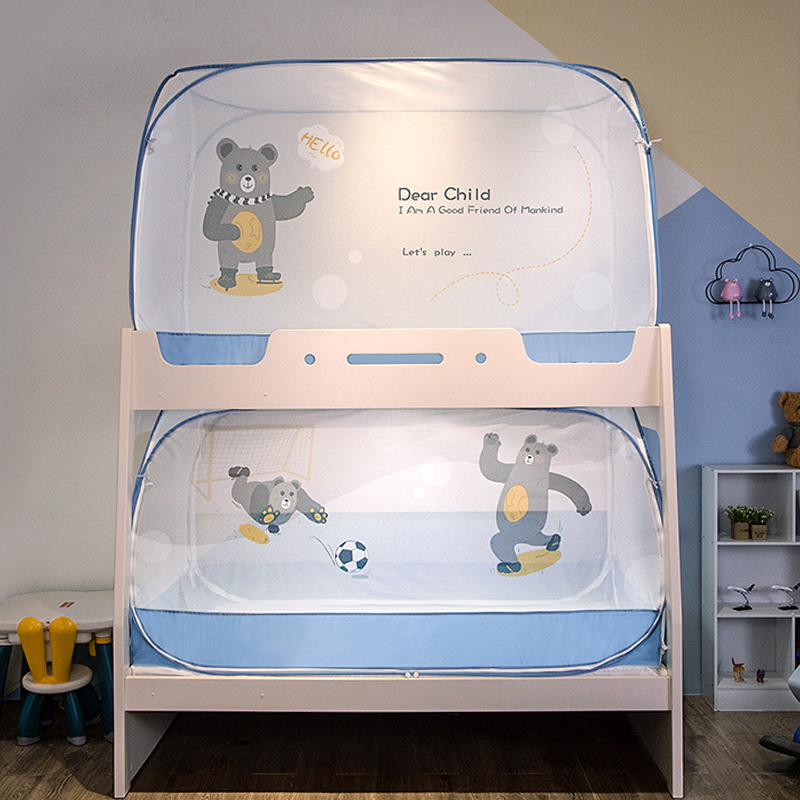 High and low bed mosquito net upper bunk mother bed foldable upper and lower bed children free installation of yurts 1 2m1 35 meters