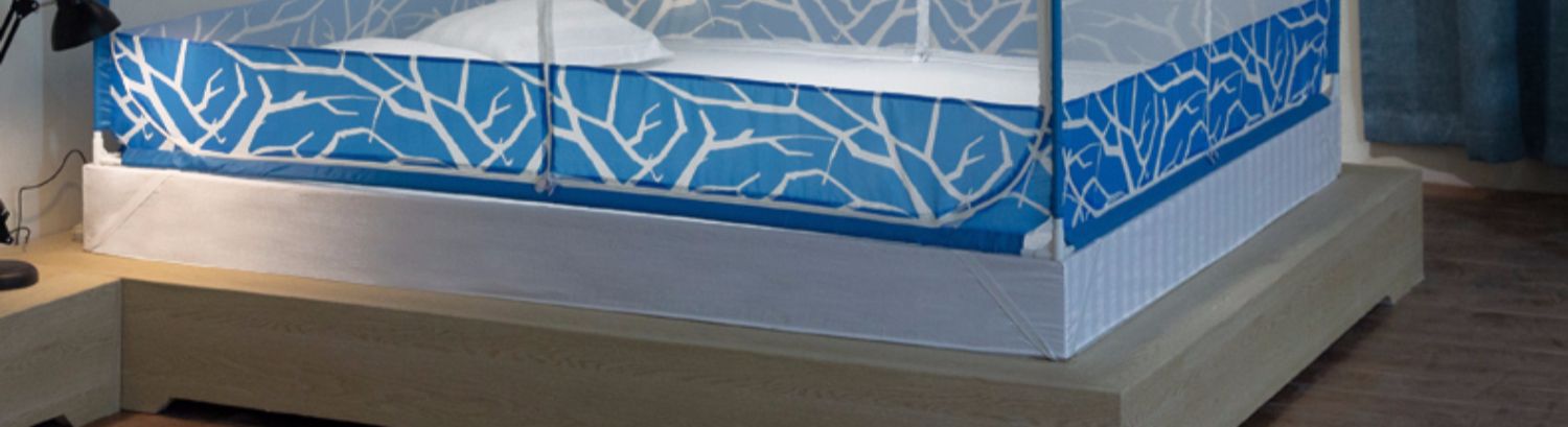 Cửa lưới chống muỗi nhà trẻ em chống rơi 1,5m1,8m giường mã hóa dày gấp đôi mẫu mới tài khoản 1,2 m giường - Lưới chống muỗi mùng ngủ cao cấp