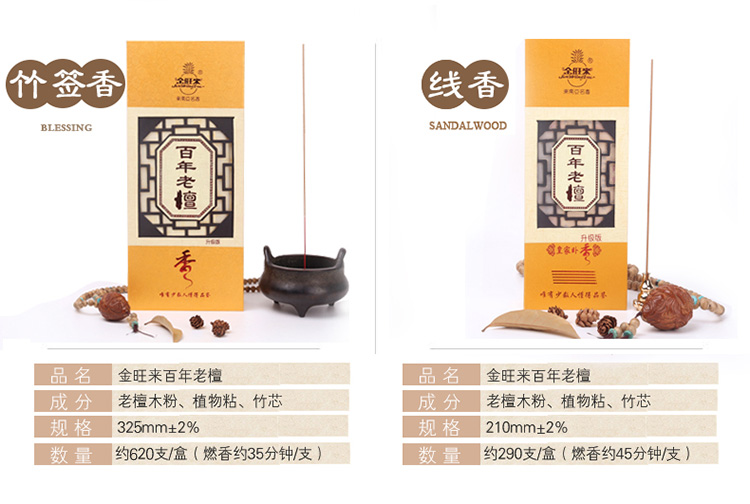 thắp hương Jinwanglai Centalwood Gỗ đàn hương thơm cho hương thơm Hương thế kỷ Old Sandalwood Hương nhang Bao bì - Sản phẩm hương liệu nhang trầm hương vòng