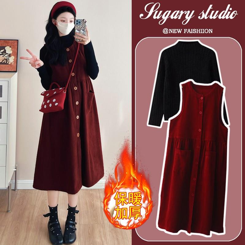 British Style Mdcw Maternity Suit Autumn and Winter 2026 New Red High-End Vest Dress Sweater Winter Wear British Style Mdcw Maternity Suit Autumn and Winter 2026 New Red High-End Vest Dress Sweater Winter Wear